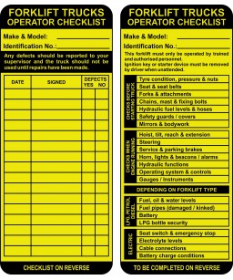 Forklift Safety Tag