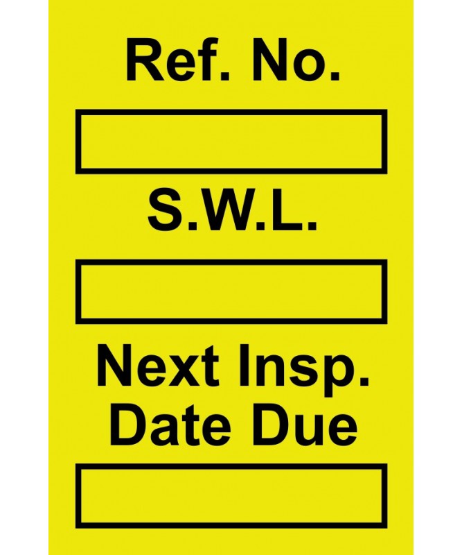 Safe Working Load Mini Tag Insert
