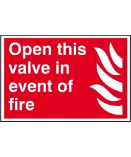 Open this valve in the event of fire Safety sign