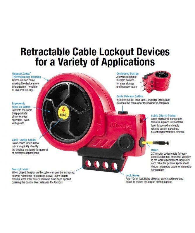 Masterlock RETRACTABLE CABLE LOCKOUT DEVICES