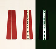 Glow floor tape set, red and black versions with white fire-exit arrows and glow stripe