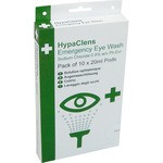 Emergency eye wash dispenser box with green and white label