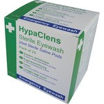 HypaClens sterile eyewash pods box with green cross label