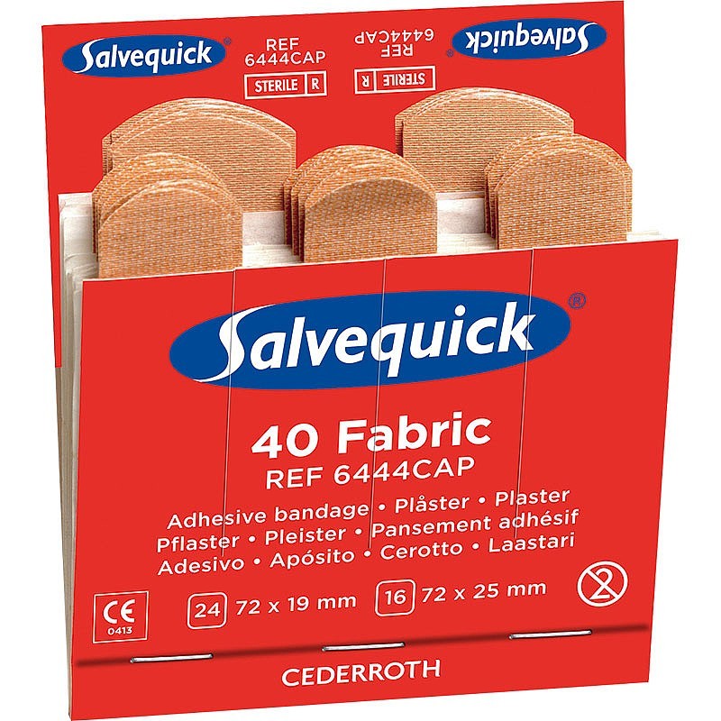 Salvequick sterile fabric plasters pack, adhesive bandage strips, multiple sizes