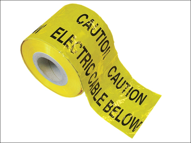 Yellow caution tape roll with black CAUTION ELECTRIC text