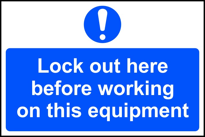 Lock out here before working on this equipment - RPVC (300 x 200mm) 