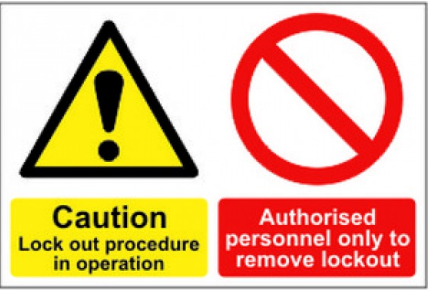 Caution Lockout procedure in operation Do not touch - MAG (225 x 150mm)
