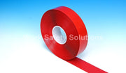Red safety floor marking tape roll with a red strip, 75 mm wide