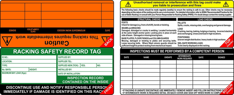 Damage Racking Tag Information Racking Safety Tag — Work Safety Solutions