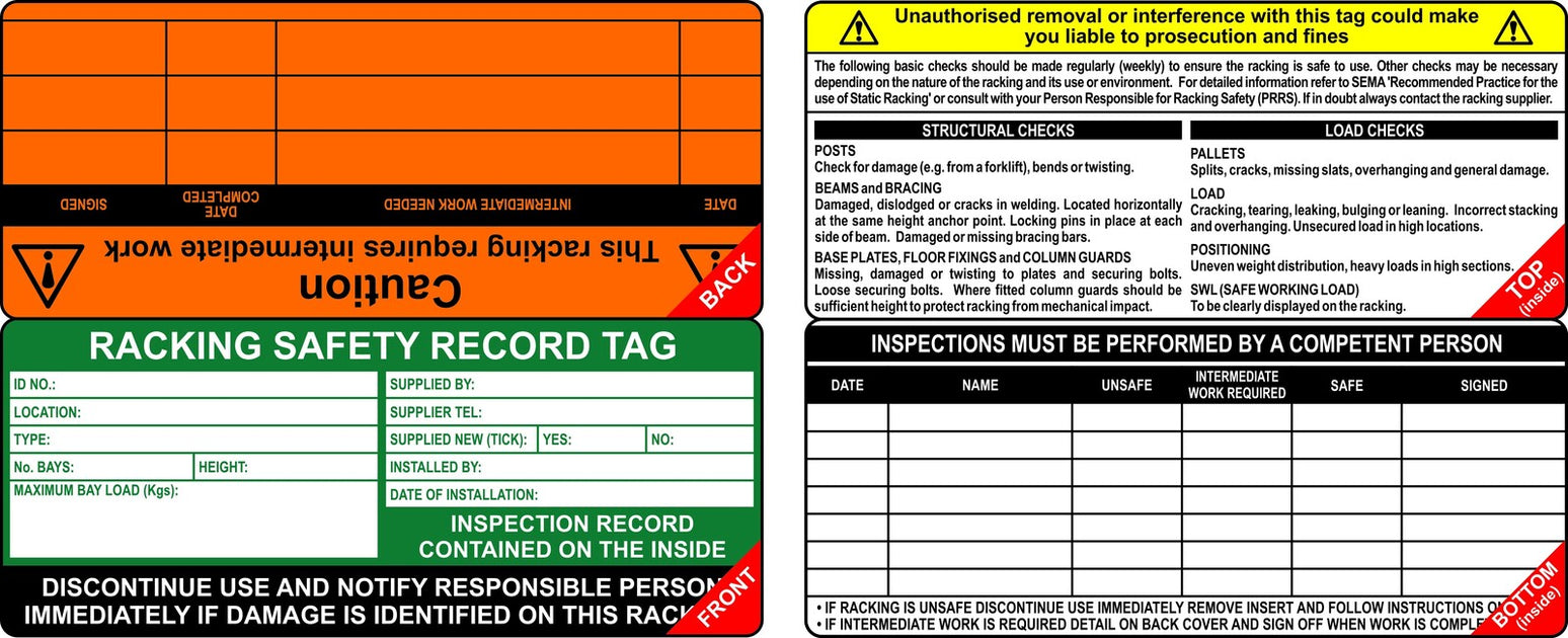 Racking Safety Tag — Work Safety Solutions