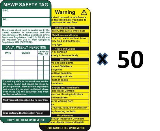 MEWP Safety Tag