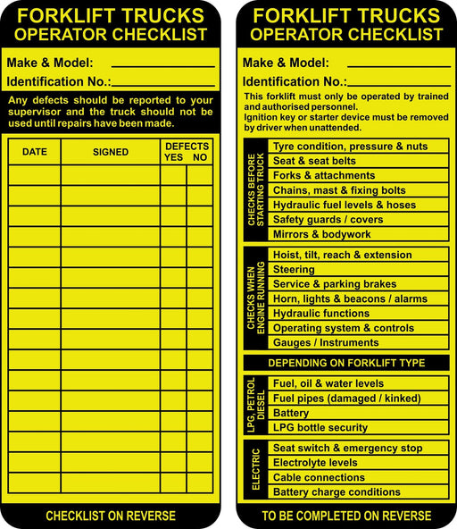 Forklift Safety Tag