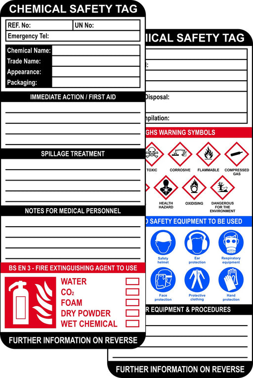Chemical Safety Tag Inserts (Pack of 10)